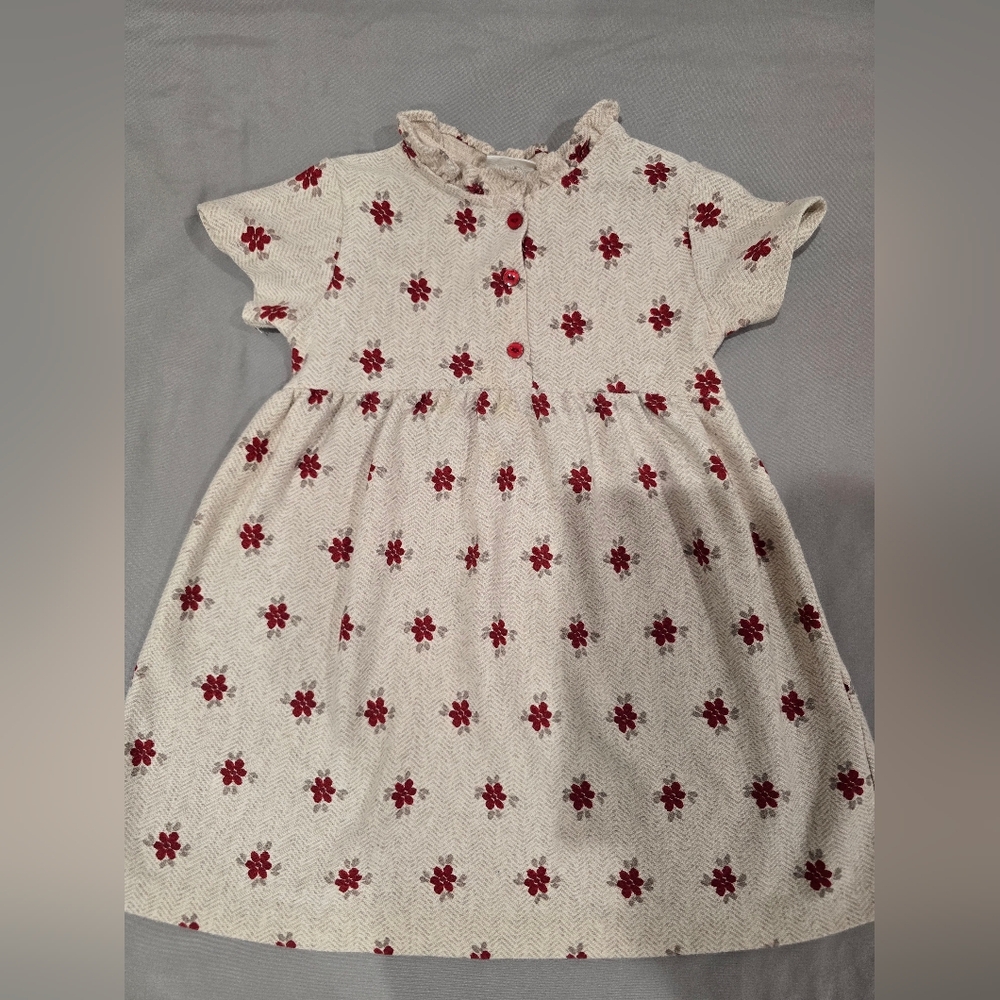 GUC Zara Kids Dress with Red Floral Design 3-4T